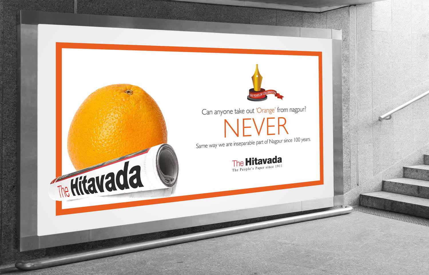 The Hitavada- 100 Year Celebration outdoor campaign | Second creative- Orange