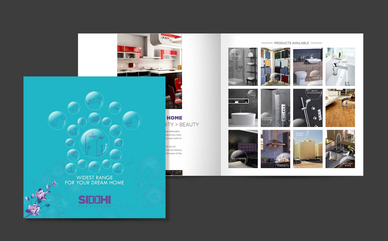 Siddhi Bath and Kitchen- cover design of mini brochure & catalogue (zoom)